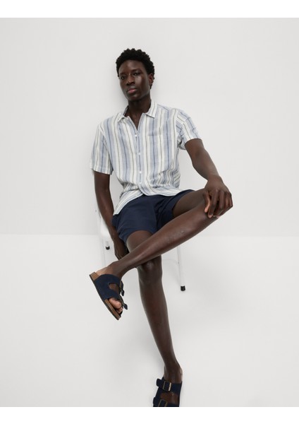 Kolay Ütülenebilir Saf Pamuklu Çizgili Gömlek​