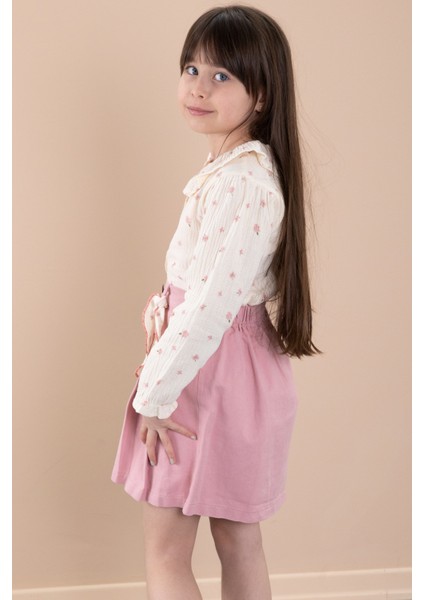 Pembe Çiçek Desenli Müslin Badili Jean Etekli Kız Çocuk Takım 20426 fırsatları