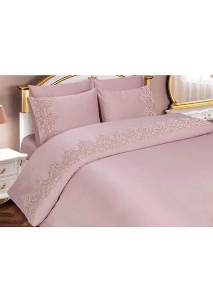 Fransız Dantelli Sultans Tek Kişilik Nevresim Takımı 4 Parça Pudra fiyatları