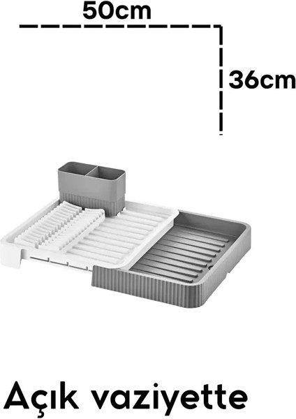 Açılır Kapanır Sürgülü Bulaşık Kurutma Sepeti Tabaklık Çatal Kaşık Su Tahliyeli Bulaşıklık – Antrasit Gri fırsatları