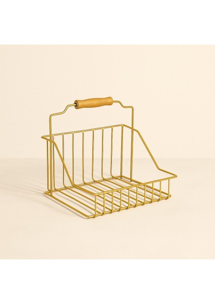 Altın Ahşap Kulplu Retro Sepet, Şık Çok Amaçlı Düzenleyici Organizer modelleri