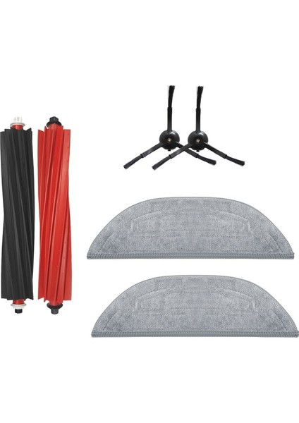 Roborock S8 Maxv Ultra Uyumlu 1 Adet Ana Fırça 2 Adet Mop 2 Adet Siyah Yan Fırça