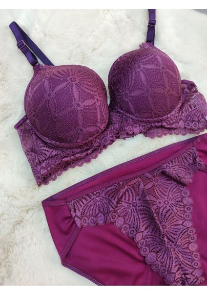 Dantel Detaylı Dolgulu Balenli Ekonomik Sütyen Külot Takım - Iç Çamaşırı Takımı