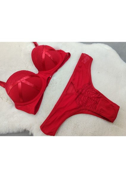 Dantel ve Şerit Detaylı Dolgulu Balenli Soft Sütyen Külot Takım - Iç Çamaşırı Takımı modelleri