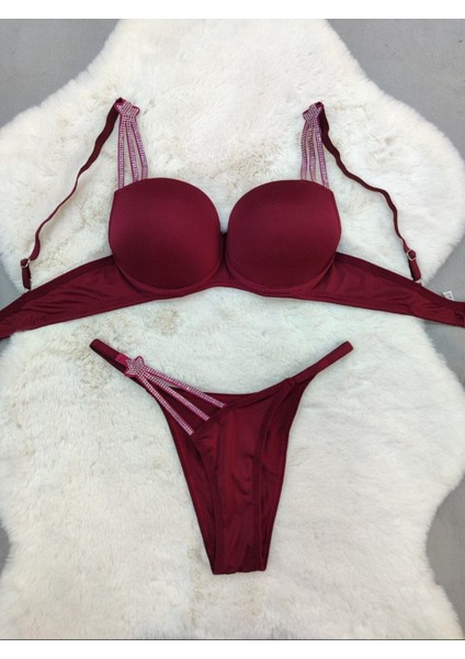 Kadın Taşlı Dolgulu Destekli Sütyen Külot Takım Iç Çamaşırı fiyatları