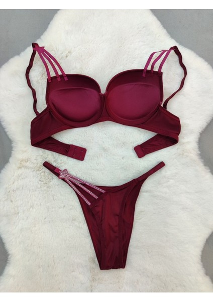Kadın Taşlı Dolgulu Destekli Sütyen Külot Takım Iç Çamaşırı modelleri