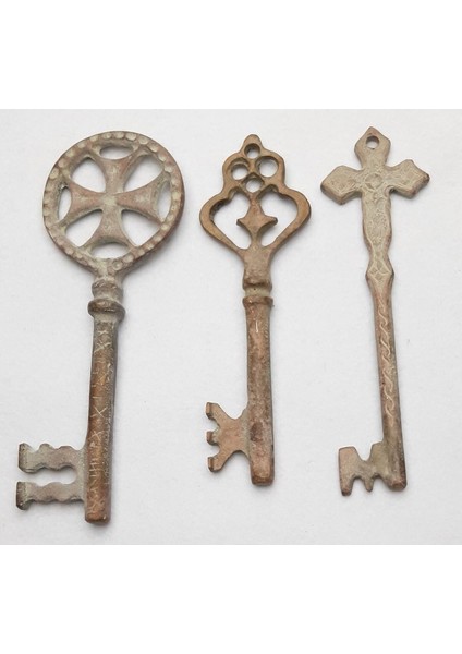 3'lü Dekoratif Antika Tarzı Prinç Döküm Anahtar Seti, Eski Çağlar Teması modelleri