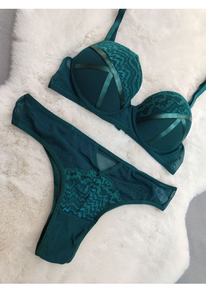 Dantel ve Şerit Detaylı Dolgulu Balenli Soft Sütyen Külot Takım - Iç Çamaşırı Takımı