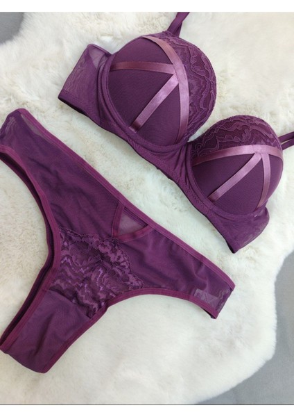 Dantel ve Şerit Detaylı Dolgulu Balenli Soft Sütyen Külot Takım - Iç Çamaşırı Takımı fiyatları