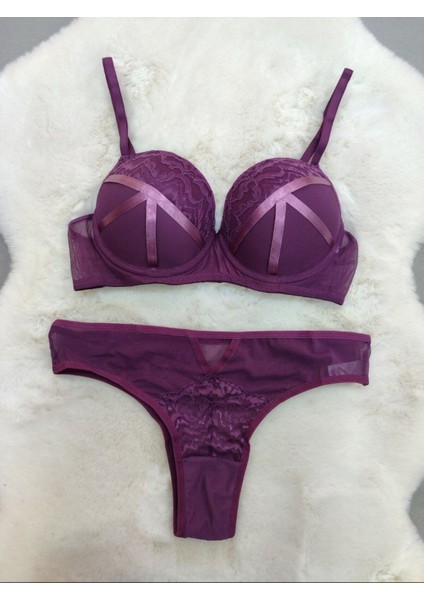 Dantel ve Şerit Detaylı Dolgulu Balenli Soft Sütyen Külot Takım - Iç Çamaşırı Takımı fırsatları