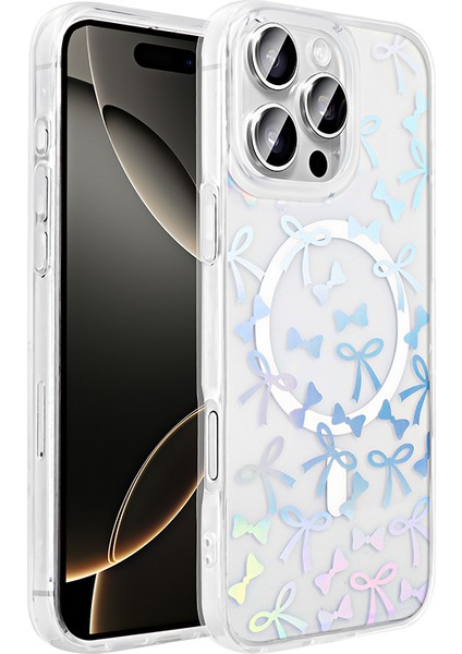 iPhone 16 Pro Max Kılıf M-Safe Şarj Özellikli Şeffaf Zore Folk Sert Kapak - Çilek fiyatları