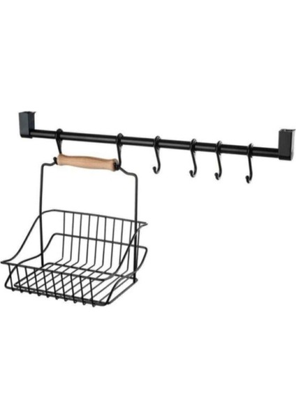 Retro Mutfak Sepeti ve Askılı 6 Kancalı Boru Seti, Şık ve Kullanışlı Tasarım fiyatları