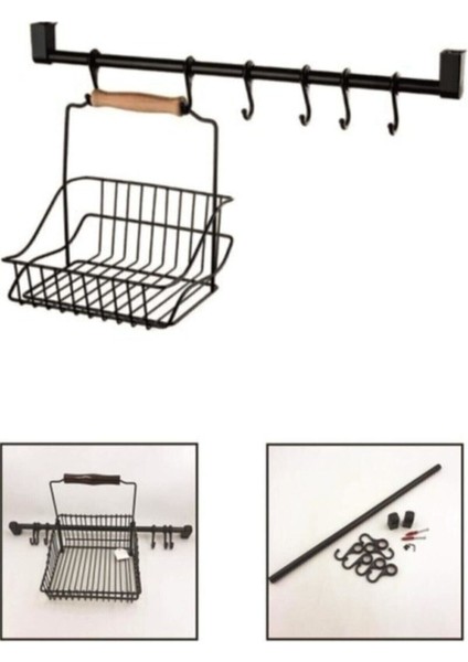 Retro Mutfak Sepeti ve Askılı 6 Kancalı Boru Seti, Şık ve Kullanışlı Tasarım modelleri