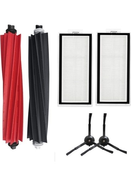 Roborock Q8 Max+ Uyumlu 1 Adet Ana Fırça 2 Adet Filtre 2 Adet Siyah Yan Fırça