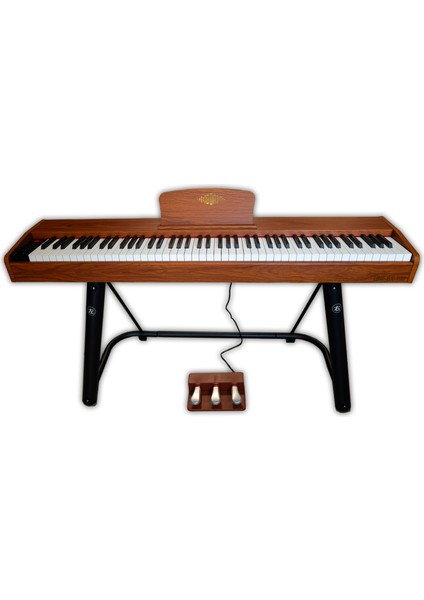 Hme BX-100 Bn Hammer Action Tuş Dijital Piyano | Super Reverb | 800 Ritim |1000 Adet Ses | Kayıt (Kahverengi Ahşap)
