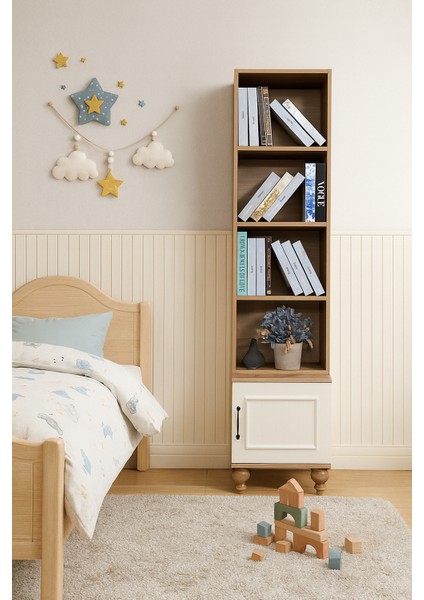 Nefes Komodin & Kitaplık Set | MDF Kalite Gövde | Ağaç Ayaklar | REHAU Kaplama Kapak