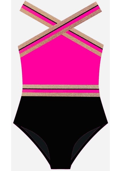 SİYAH-FUŞYA sim detaylı kız çocuk mayo DB200703CM fiyatları