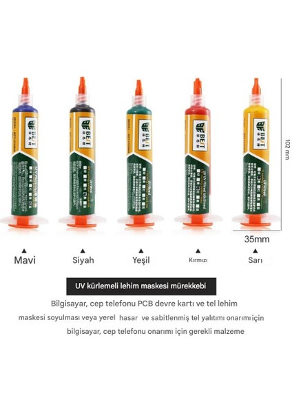 Uv Mor Işıkla Kürleme Boyası Lehim Maskesi Uv Boya | 10CC Mavi indirimleri