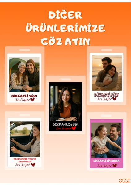 Kişiye Özel Fotoğraflı Dikkatli Sür Yazılı Çift Taraflı Araba Hediyesi Araba Süsü Dikiz Aynası Süsü Hediye fırsatları