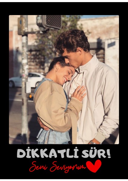 Kişiye Özel Fotoğraflı Dikkatli Sür Yazılı Çift Taraflı Araba Hediyesi Araba Süsü Dikiz Aynası Süsü Hediye