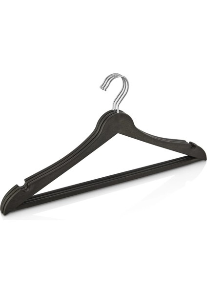 6 Adet Ahşap Görünümlü Plastik Siyah Elbise Kıyafet Askısı modelleri