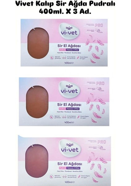 Kalıp Ağda Pudralı ( Hassas Ciltler ) 400 ml x 3 Adet - Doğal Reçine, Şekersiz