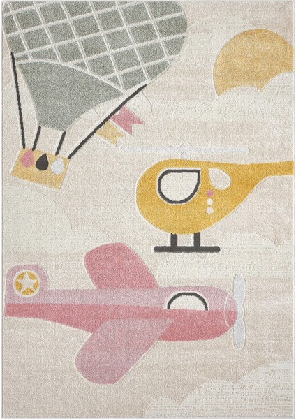 Yumuşak Dokuma Halı Leke Tutmaz Uçak Figürlü Bebek Odası Çocuk Odası Genç Odası Halısı Uçak