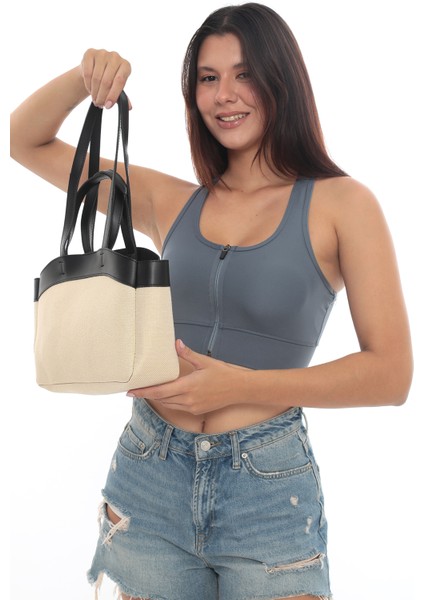 Hasır Yavrulu Kontrast Çanta