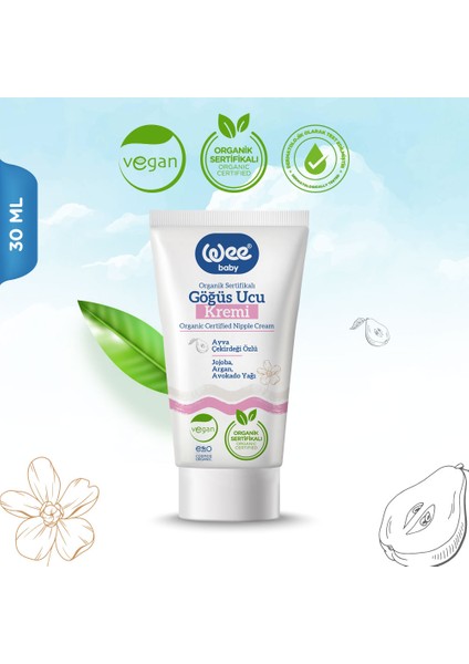Göğüs Ucu Kremi Organik Bitki Özleriyle 30 ml Hassas Ciltler İçin