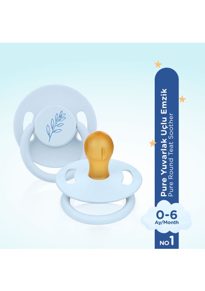 Pure Yuvarlak Uçlu Kauçuk Emzik No:1 Mavi 0-6 Ay fiyatları