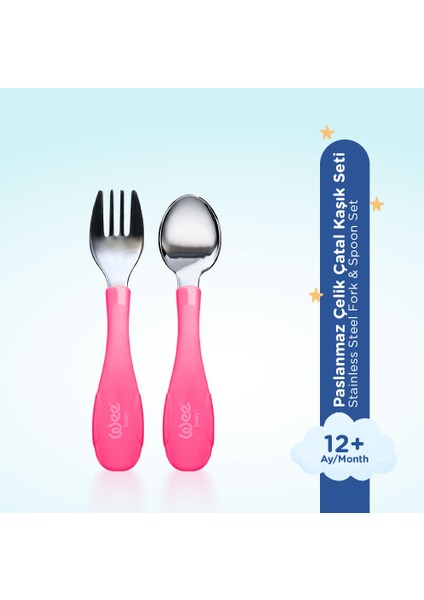 Paslanmaz Çelik Kaşık Çatal Seti - Pembe fiyatları
