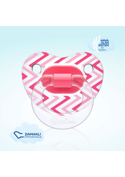 Şeffaf Desenli Damaklı Emzik No:1 Pembe 0-6 Ay modelleri