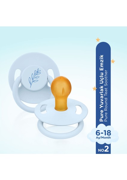 Pure Yuvarlak Uçlu Kauçuk Emzik No:2 Mavi 6-18 Ay fiyatları
