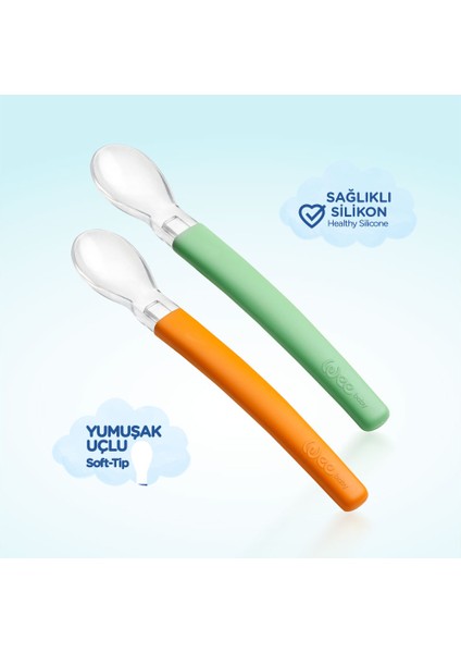 Silikon Uçlu Mama Kaşığı 2'li Set – BPA'sız, Dayanıklı ve Kolay Temizlenen, 6 Ay Üzeri Bebekler İçin modelleri