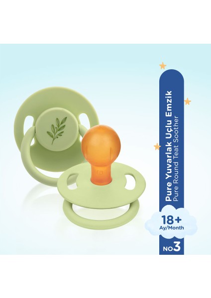 Pure Yuvarlak Uçlu Kauçuk Emzik No:3 Yeşil 18+ Ay fiyatları
