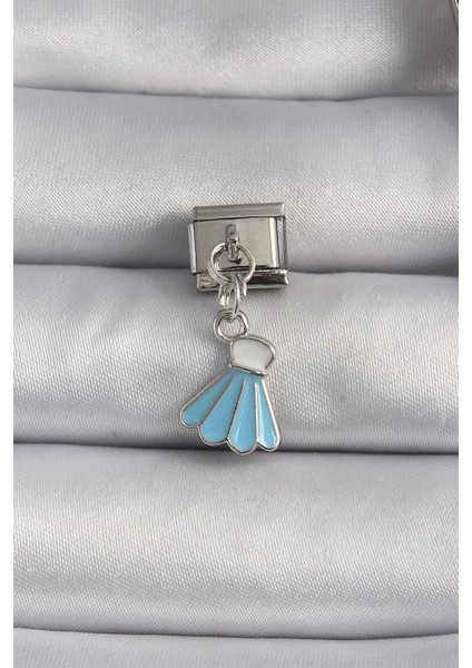 316L Çelik Gümüş Renk Mavi Renk Sallantı Elbise Model Nomination Charm