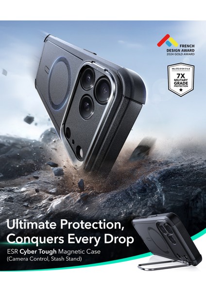 Apple iPhone 17 Pro Max Cyber Tough Magsafe Stantlı Kılıf -Kamera Kontrol Buton modelleri