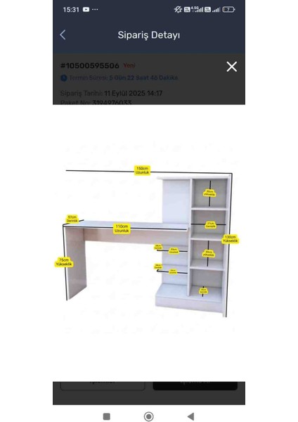 Çalışma Masası Kitaplıklı1.medefe