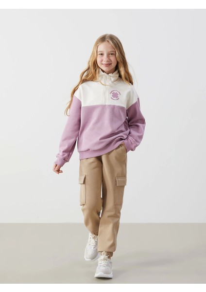 Lcw Kids Bej Beli Lastikli Kız Çocuk Jogger Eşofman Altı