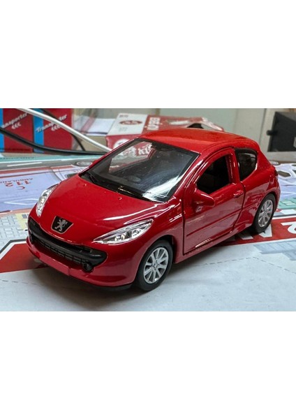 Oyuncak Metal Model Araba 1/36 Çek Bırak Peugeot 207 Kırmızı