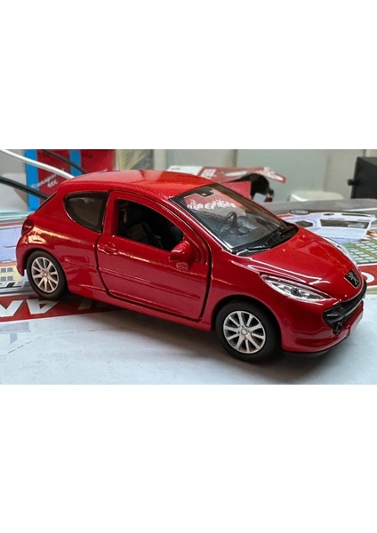 Oyuncak Metal Model Araba 1/36 Çek Bırak Peugeot 207 Kırmızı modelleri