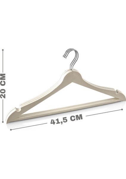 6 Adet Ahşap Görünümlü Plastik Beyaz Elbise Kıyafet Askısı fiyatları