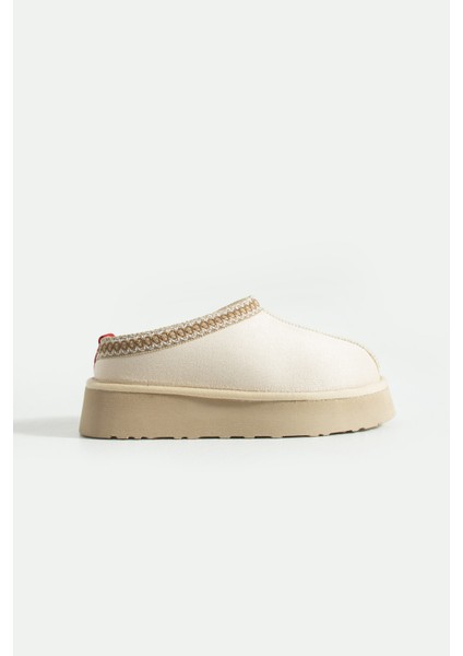 Süet Içi Kürklü Düz Taban Sabo Kışlık Kadın Terlik