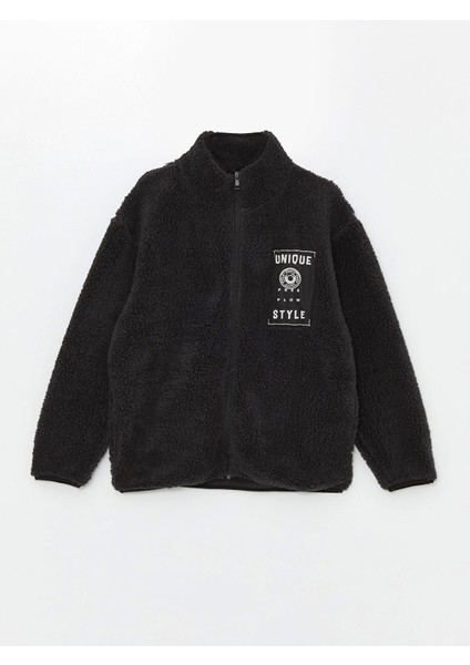 Lcw Kids Antrasit Rahat Kalıp Dik Yaka Polar Erkek Çocuk Fermuarlı Sweatshirt