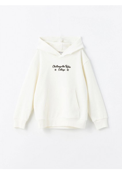 Lcw Kids Ekru Rahat Kalıp Kapüşonlu Erkek Çocuk Sweatshirt