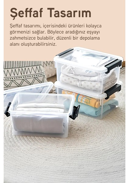 3'lü Saklama Kabı Yatay Dikdörtgen Kilitli Kapaklı Çok Amaçlı Oyuncak Saklama Kutusu 10 Litre indirimleri