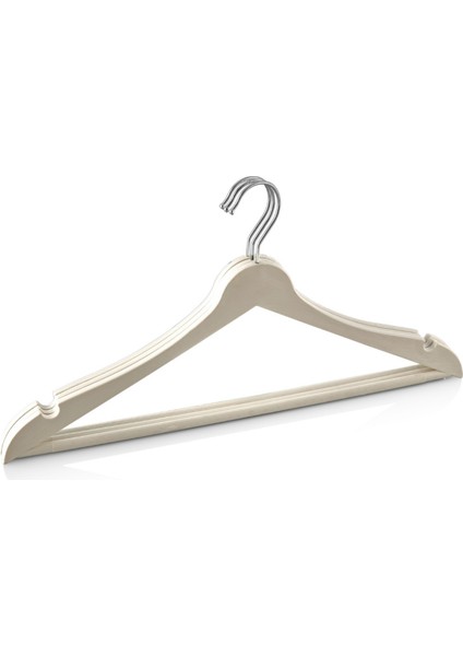 18 Adet Ahşap Görünümlü Plastik Beyaz Elbise Kıyafet Askısı modelleri