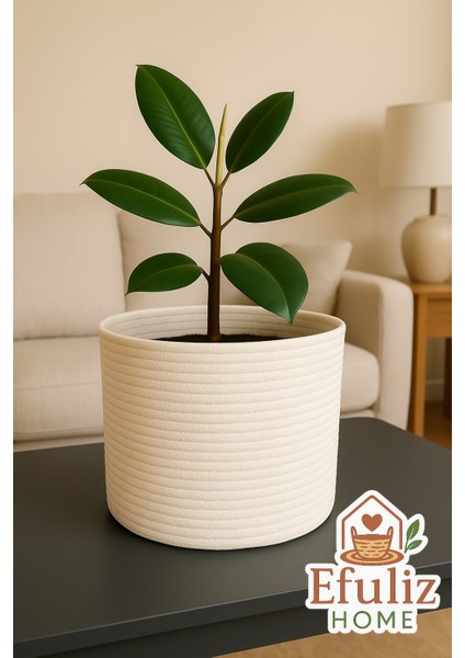 Jüt-Hasır Çok Amaçlı-Dekoratif-Organizer Saksı Sepeti, Bahçe Düzenleyici Sepet. (En:20-Boy:15 Cm)