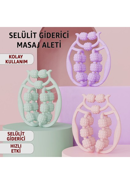 360° Selülit Giderici Kas Masaj Aleti – 15 Toplu Silindirli Roller Masaj Cihazı, Kol, Bacak, Boyun ve Sırt Için Spor-Yoga & Vücut Geliştirme Donanımı