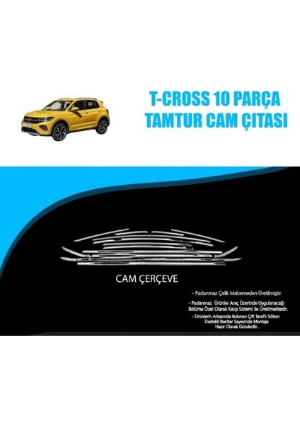 Volkswagen T-Cross 6 Parça Üst Krom Cam Çıtası